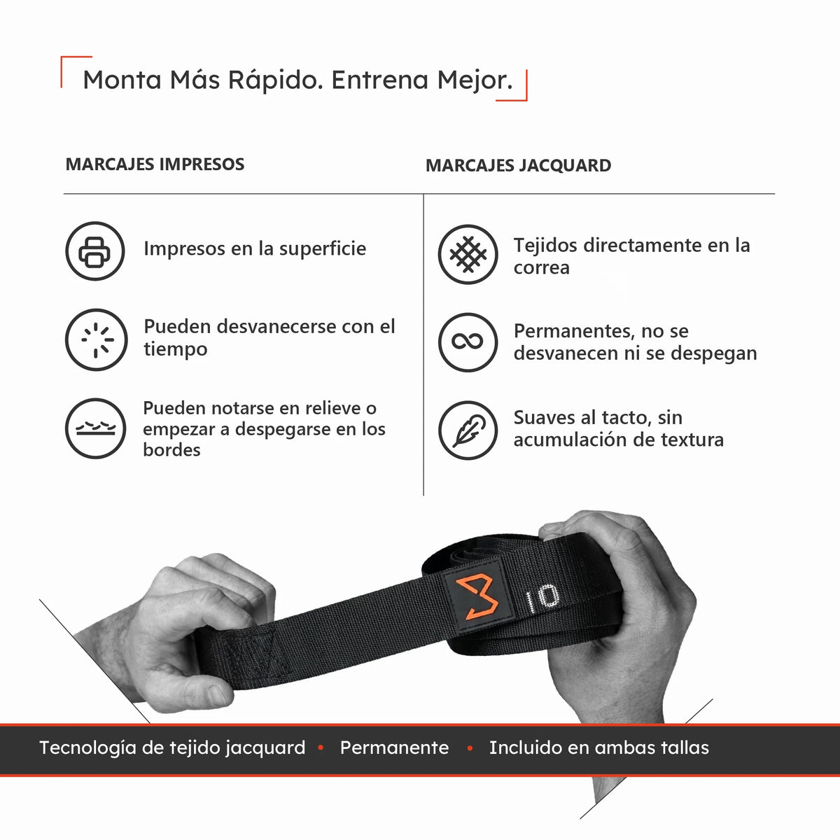 Correa jacquard de anillas de calistenia con marcajes tejidos para ajuste preciso