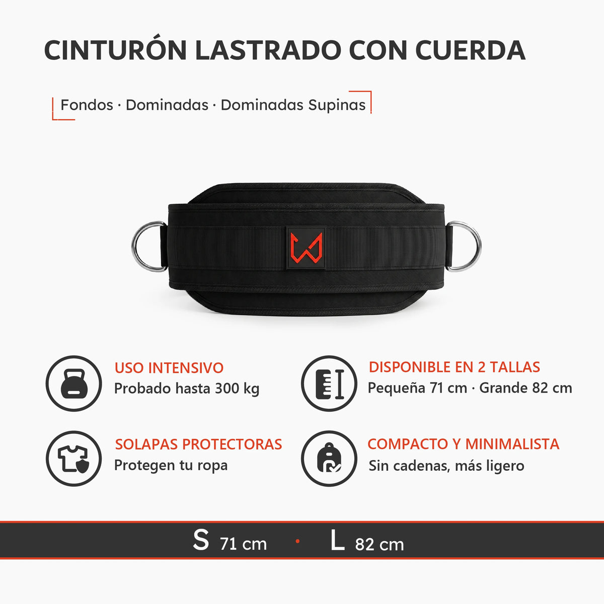 Cinturón lastrado con cuerda para calistenia, fondos y dominadas