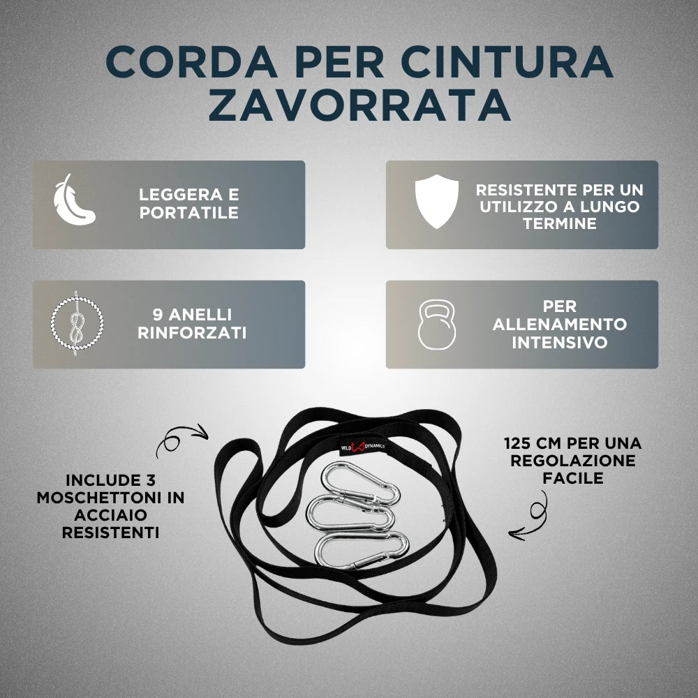 corda cintura zavorrata leggera anelli rinforzati