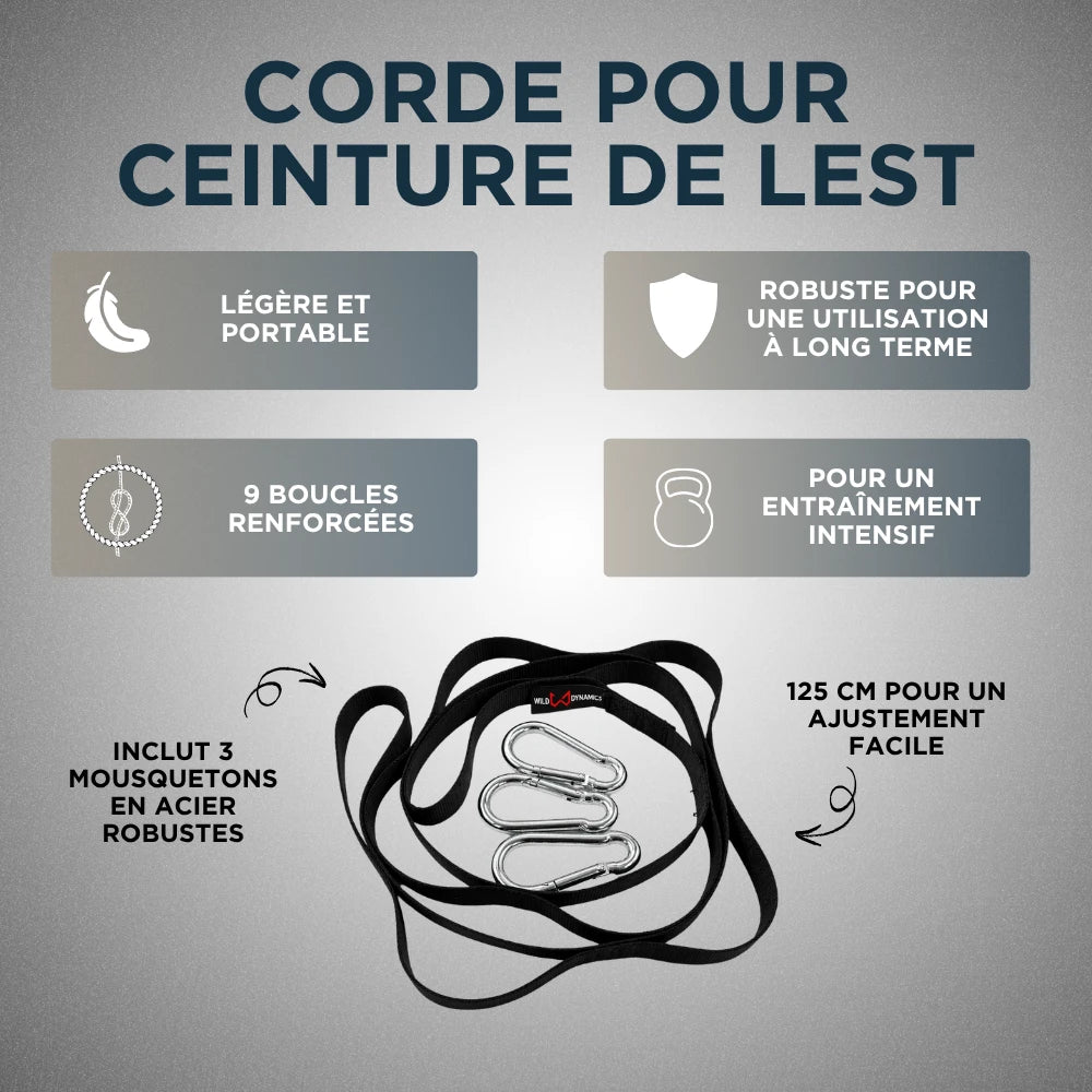 corde ceinture lest legere boucles renforcees