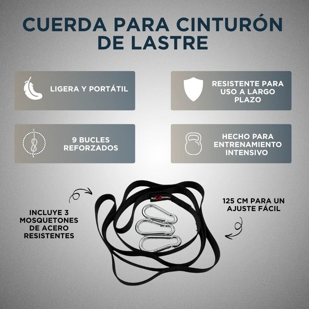cuerda cinturon lastre ligera bucles reforzados