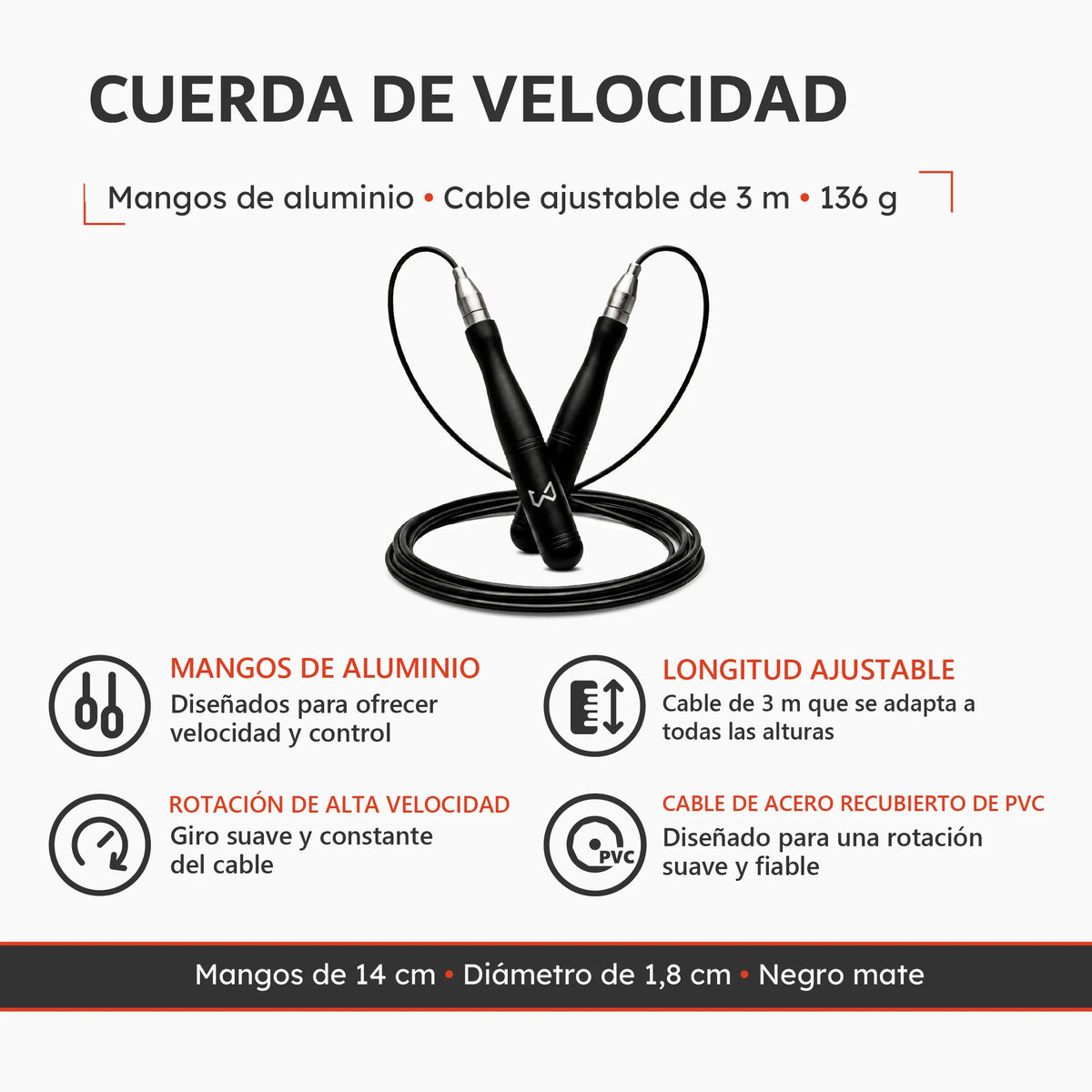 cuerda velocidad aluminio 3m