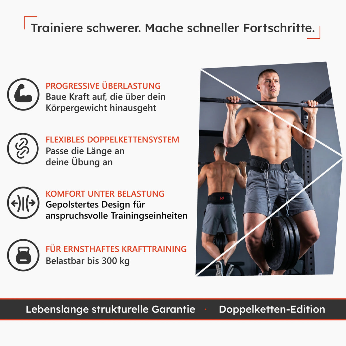 Dip-Gürtel Seil-Edition für Dips, Klimmzüge und Chin-Ups