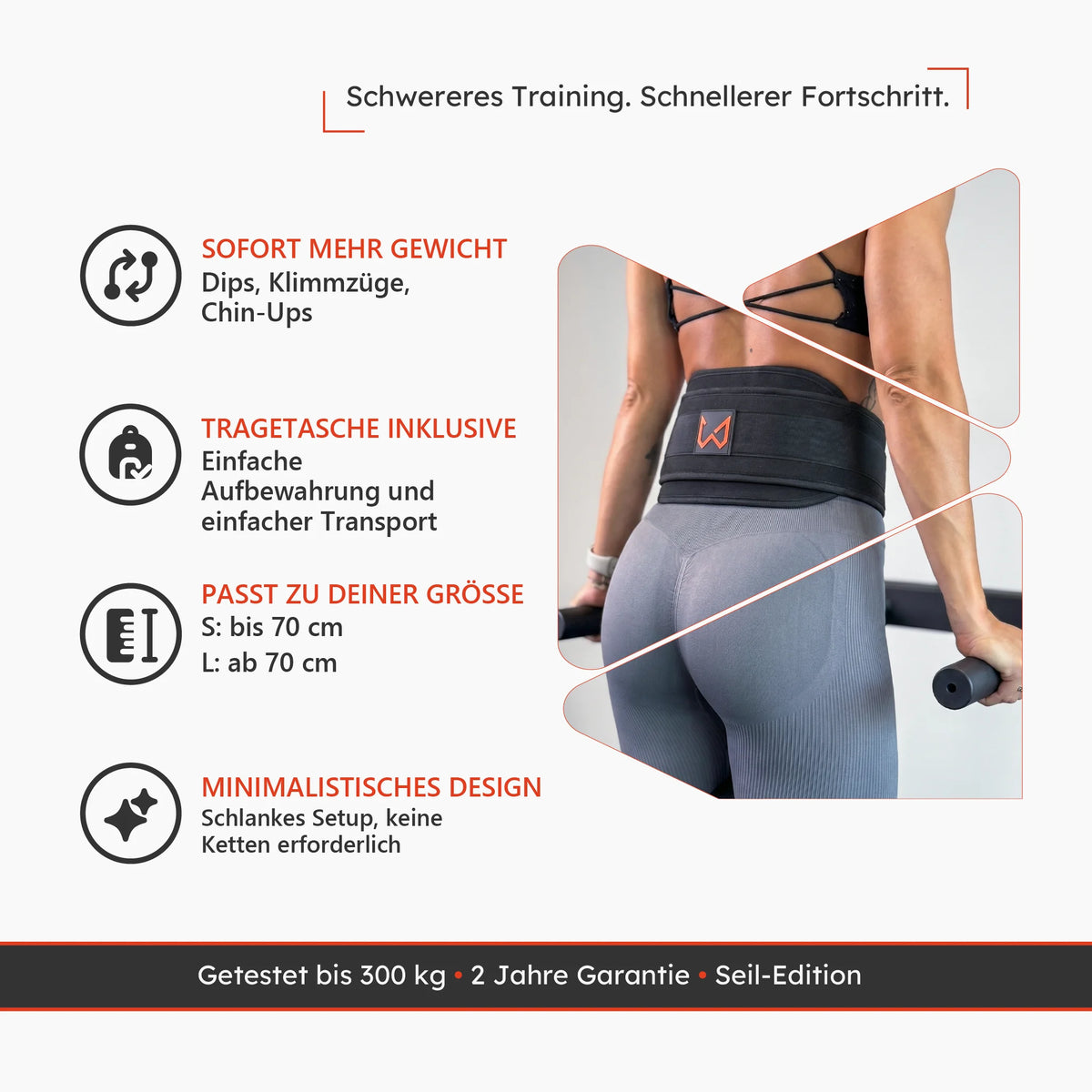 Dip-Gürtel mit Seil für intensives Training und zusätzliches Gewicht