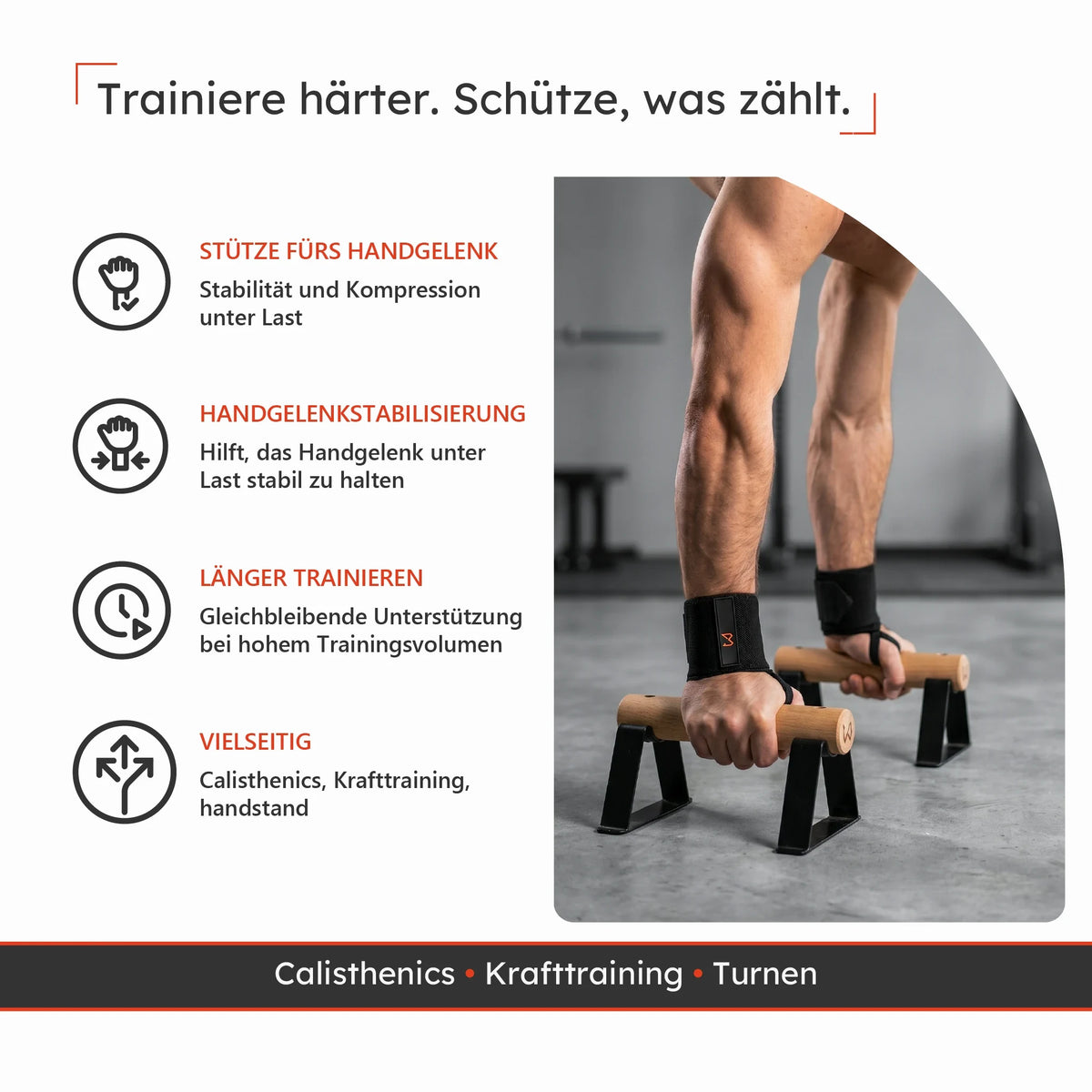 Handgelenkbandagen beim Calisthenics-Training für Stabilität und Unterstützung