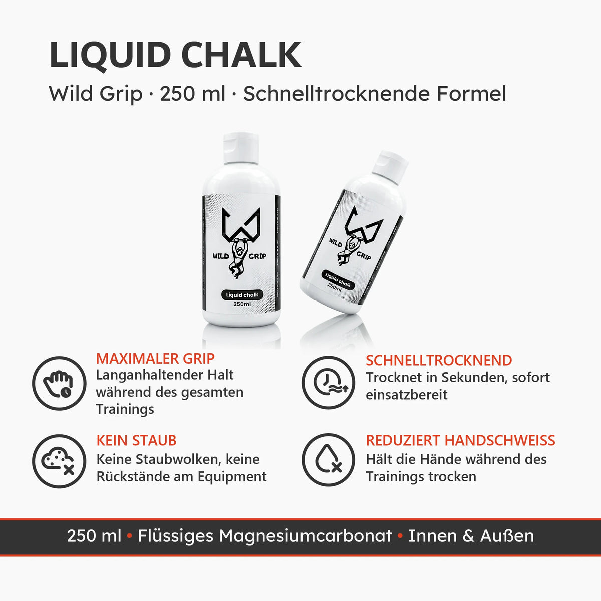 Liquid Chalk Wild Grip 250 ml mit flüssigem Magnesiumcarbonat für maximalen Grip