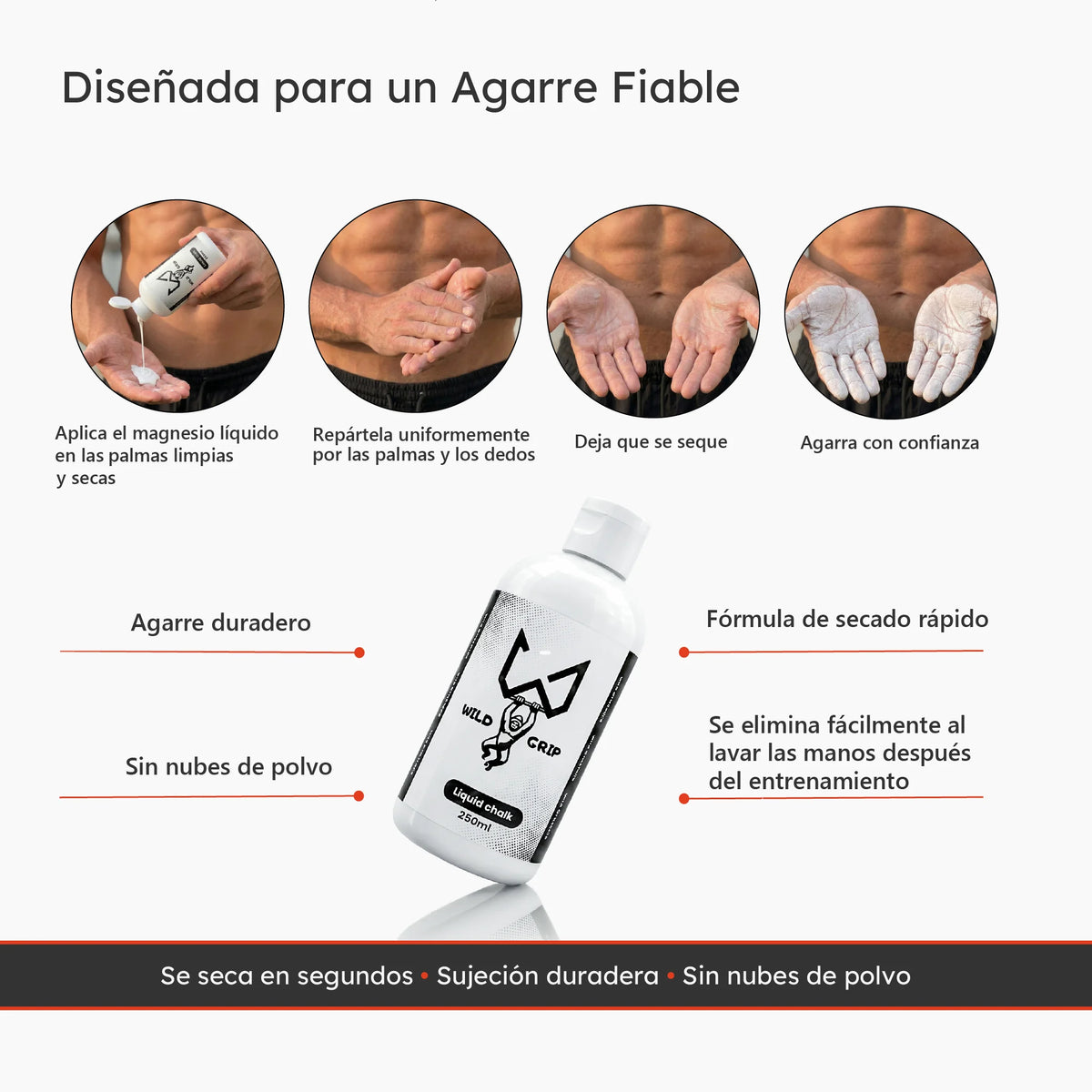 Magnesio líquido para calistenia con secado rápido y agarre duradero