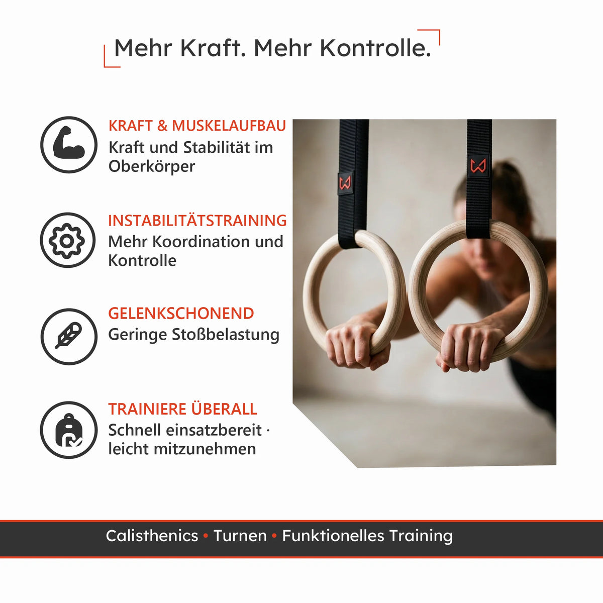Birkenholz-Turnringe für Calisthenics und funktionelles Krafttraining