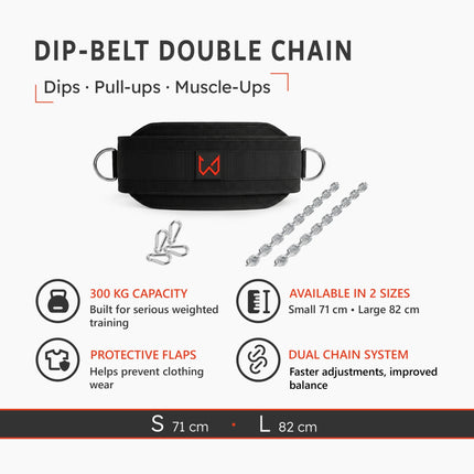 weighted dip belt double chain overview