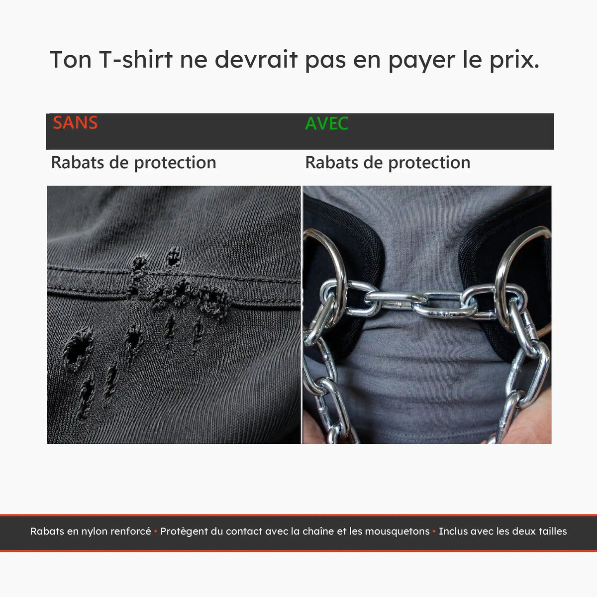 Ceinture de dips Xtenia avec rabats de protection pour protéger les vêtements