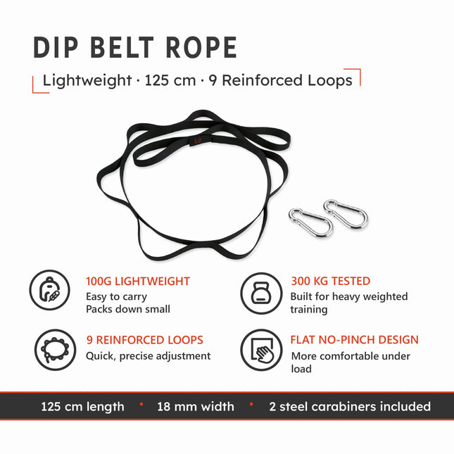Xtenia rope dip belt with steel carabiners and reinforced loops