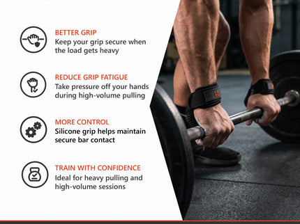 Lifting straps providing improved grip and reduced hand fatigue during heavy lifting